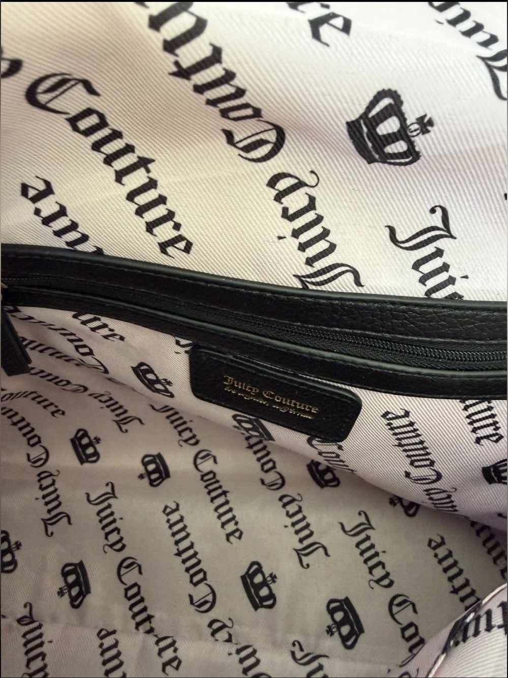 Juicy Couture Black Satchel with Pink Bow Charm and Gold Frame - Picture 5 of 6